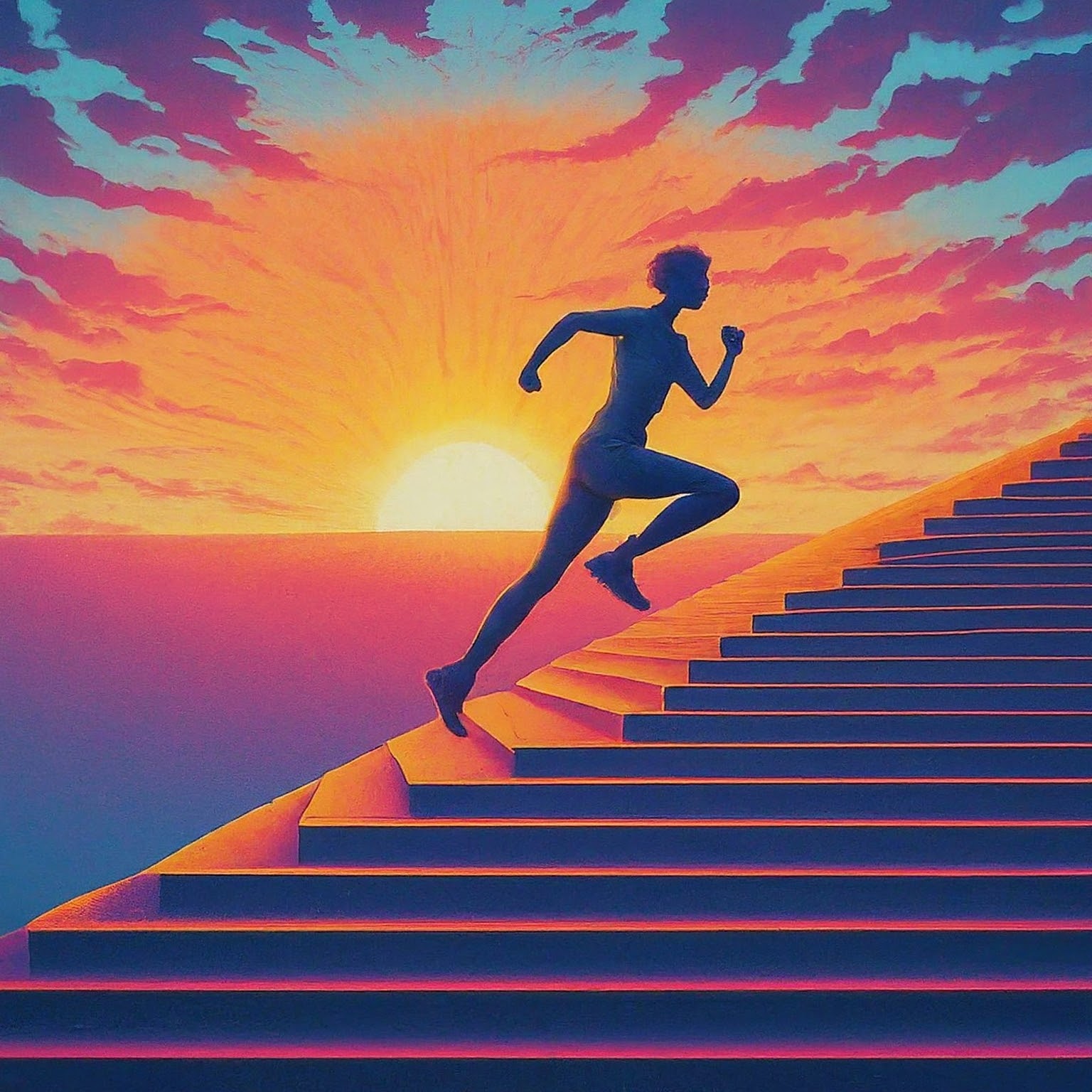 Motivational Thursday - Runner running up stairs to her goal - humagineers
